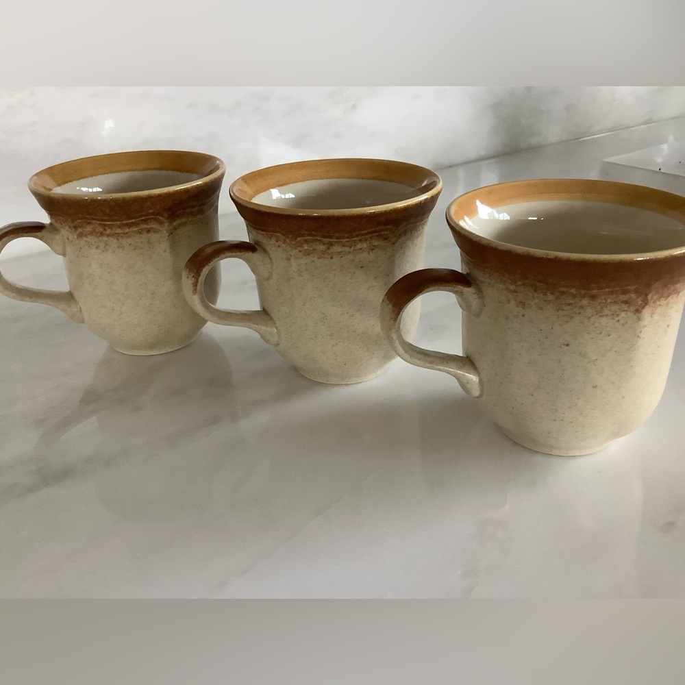 Vintage Mikasa Whole Wheat Pattern E8000 Stoneware Mugs | Set of 3 Farmhouse